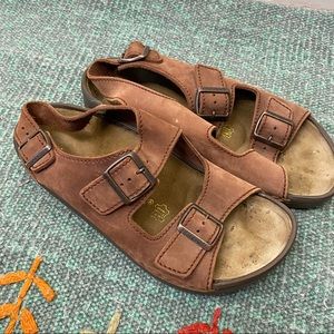 Birkenstock brown leather buckle sandals men’s US size 10 - 10.5